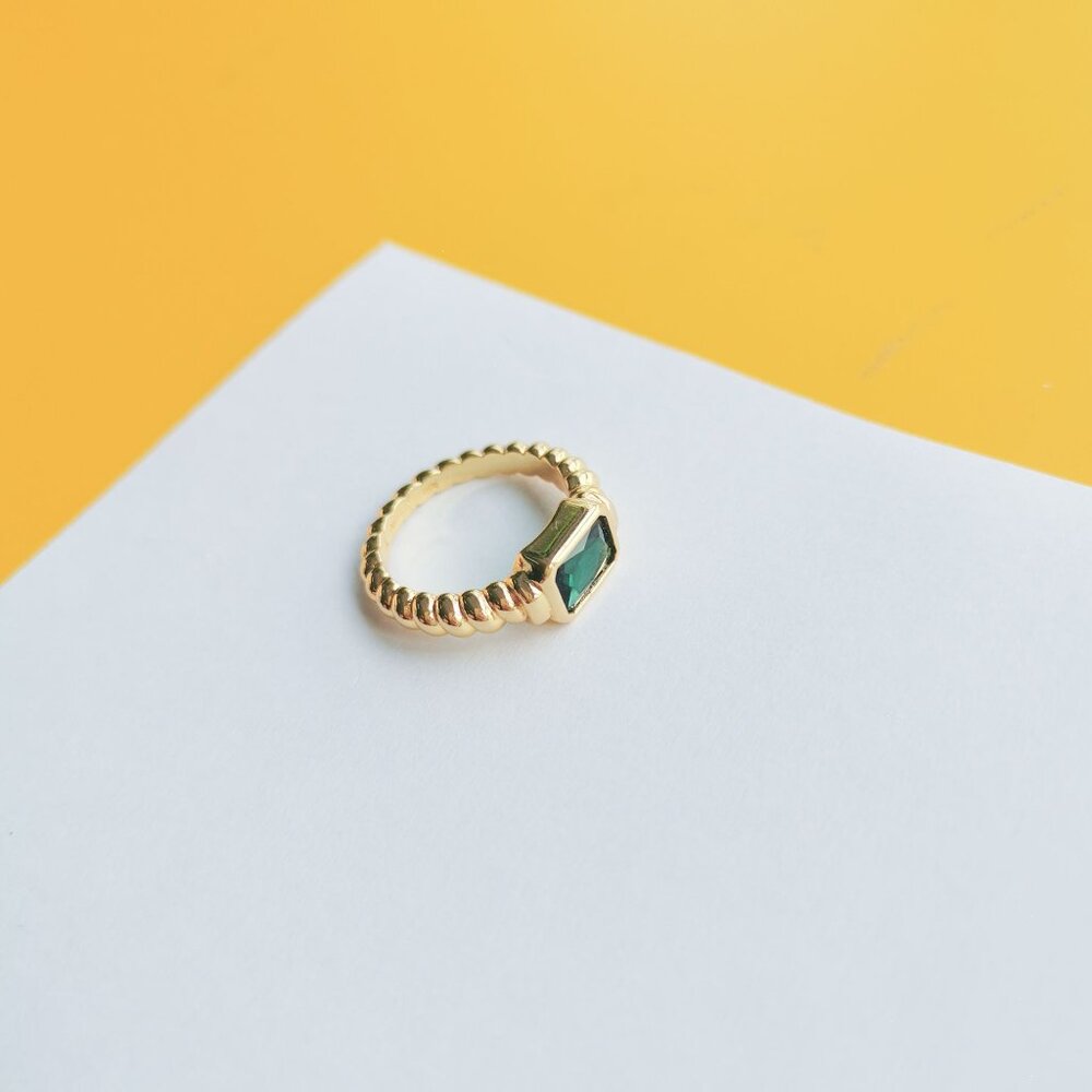 Aurora Gold Green Crystal Ring Size 7 by Alicia Bonnie - Picture 3 of 3